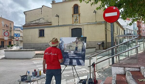 Paco Rojas pintando en Pego