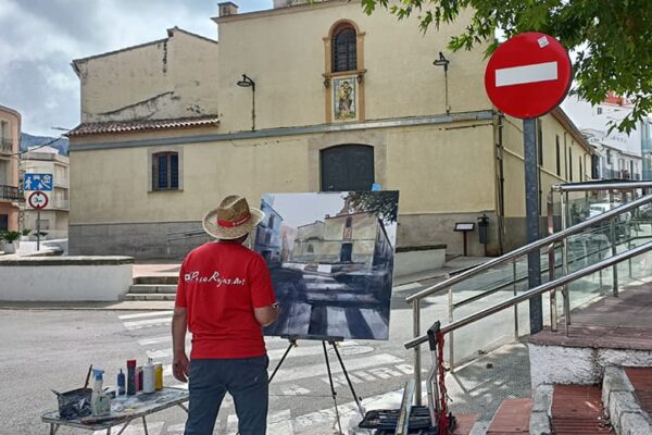 Paco Rojas pintando en Pego