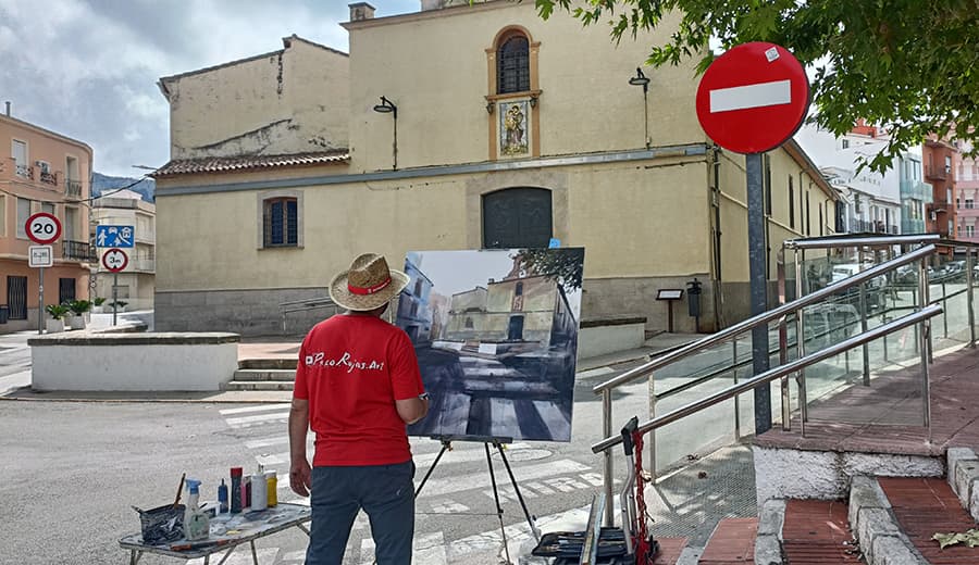 Paco Rojas pintando en Pego